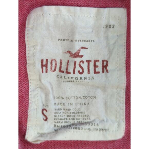 Hollister Womens Pink Button Front Cardigan Sweater Small 100% Cotton Logo - Picture 2 of 9